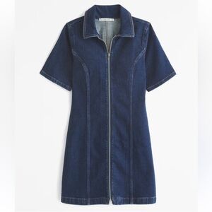 NWT 🌟 Abercrombie & Fitch Mini Denim Dress, Full Zip Short Sleeve